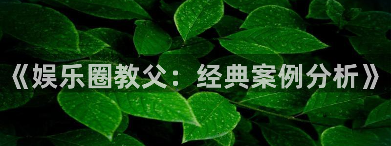 jdb电子vk：《娱乐圈教父：经典案例分析》